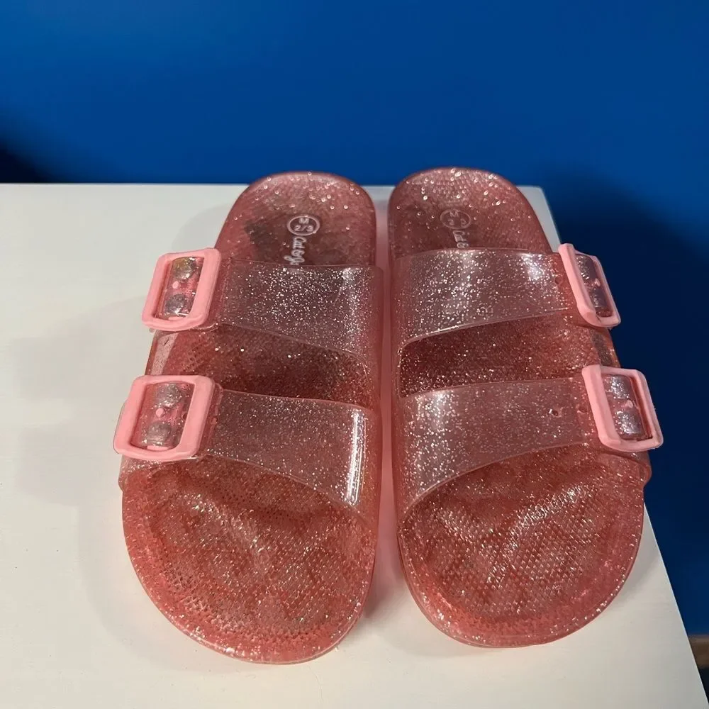 CAT & JACK Girls Pink Sparkle Buckle Sandals size 2/3